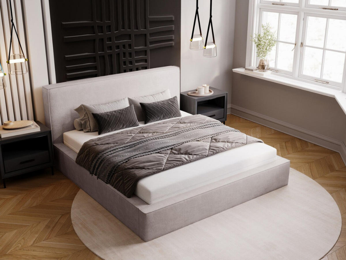 POLSTERBETT Monaco 140x200 Hellgrau - Hellgrau, Textil (140/200cm) - Graingold