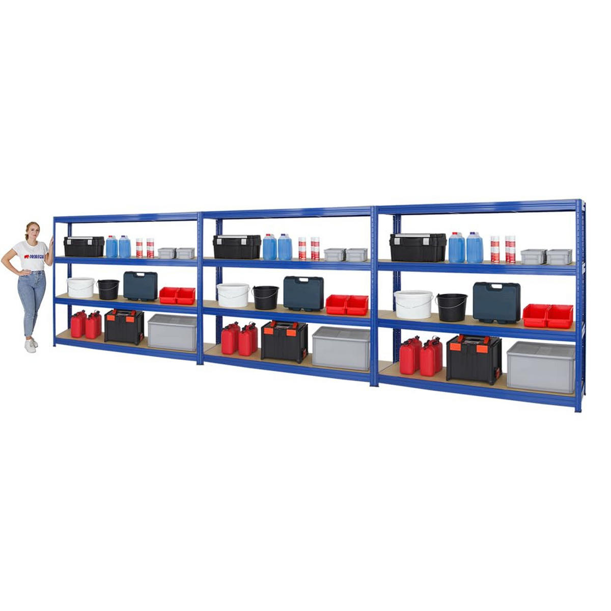 SCHWERLASTREGAL Dino 3er-Set mit 3x 180x200x45 cm Fachlast 500 kg Blau - Blau, Metall (600/180/45cm) - PROREGAL