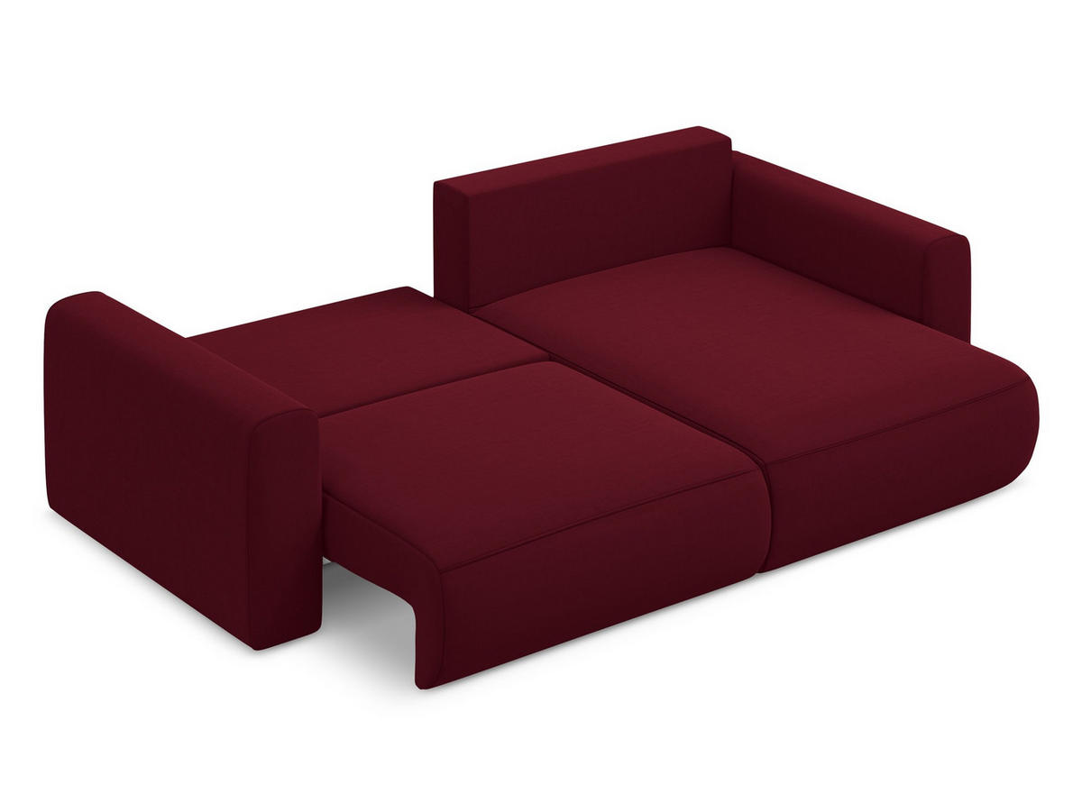 ECKSOFA mit Schlaffunktion Samt Stoff Rot - Bordeaux/Rot, Kunststoff/Textil (240/149cm) - Makamii