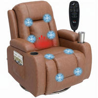 MASSAGESESSEL,MANUELL 150° Wärme Fernbedienung Getränkehalter PU-Leder,hellbraun - Braun, Leder (85/104/94cm) - Vallsero