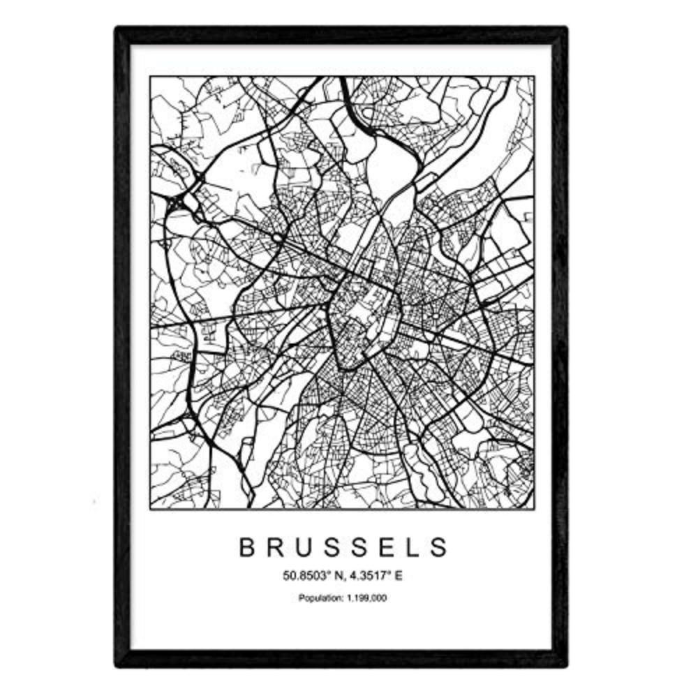 POSTER Brüssel Stadtkarte – Nordisch A3 Rahmenlos - Klar, Papier (29.7/5/42cm) - Nacnic