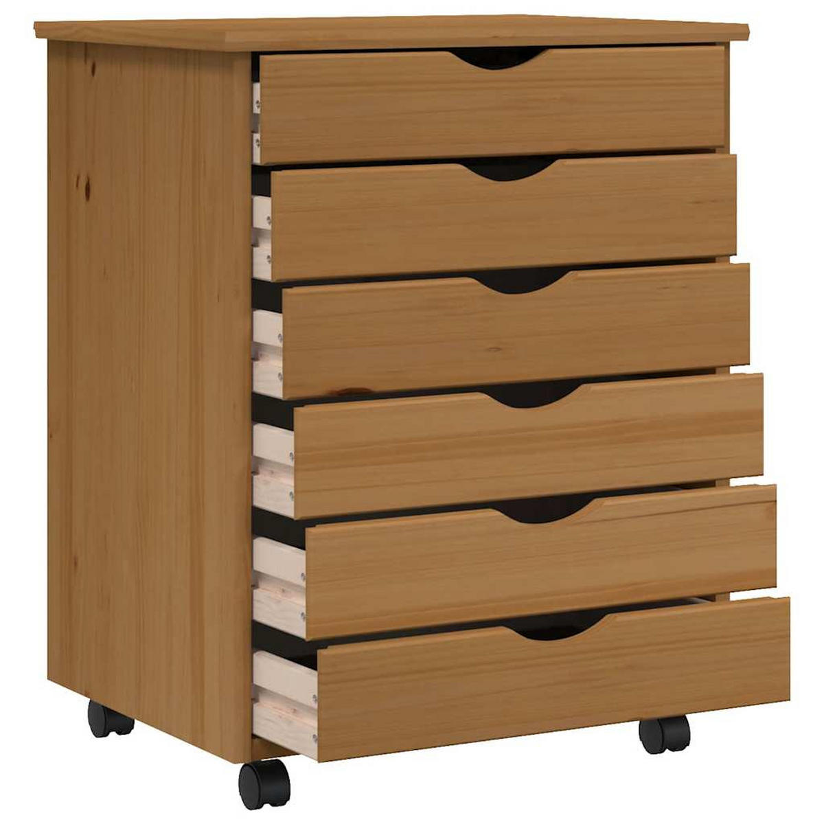 ROLLSCHRANK MIT SCHUBLADEN MOSS HONIGBRAUN MASSIVHOLZ KIEFER - Honigeiche, Holz (39/65.5/53cm) - vidaXL