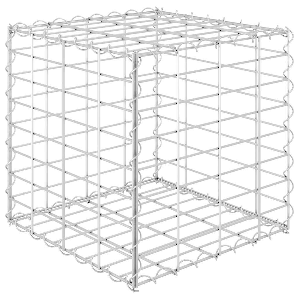 furnicato Würfel-Gabionen-Hochbeet Silber 40x40x40 cm