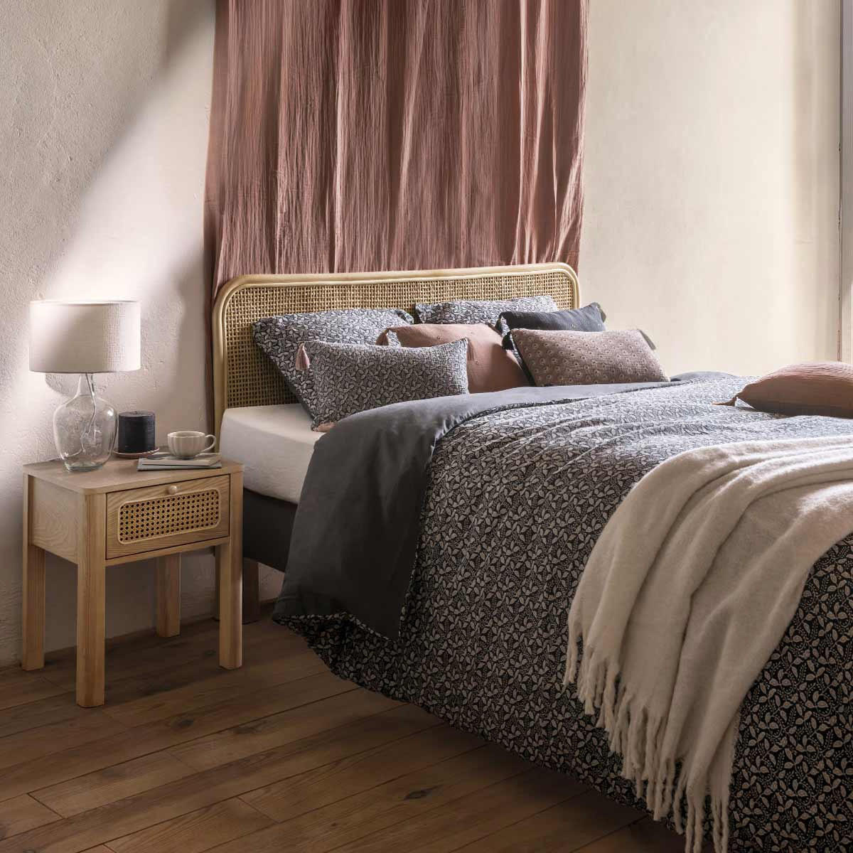 NACHTTISCH Wiener Geflecht Tiria 45/38,5/52,5 cm - Braun, Holz (38.5/52.5/45cm) - Atmosphera Createur d´interieur