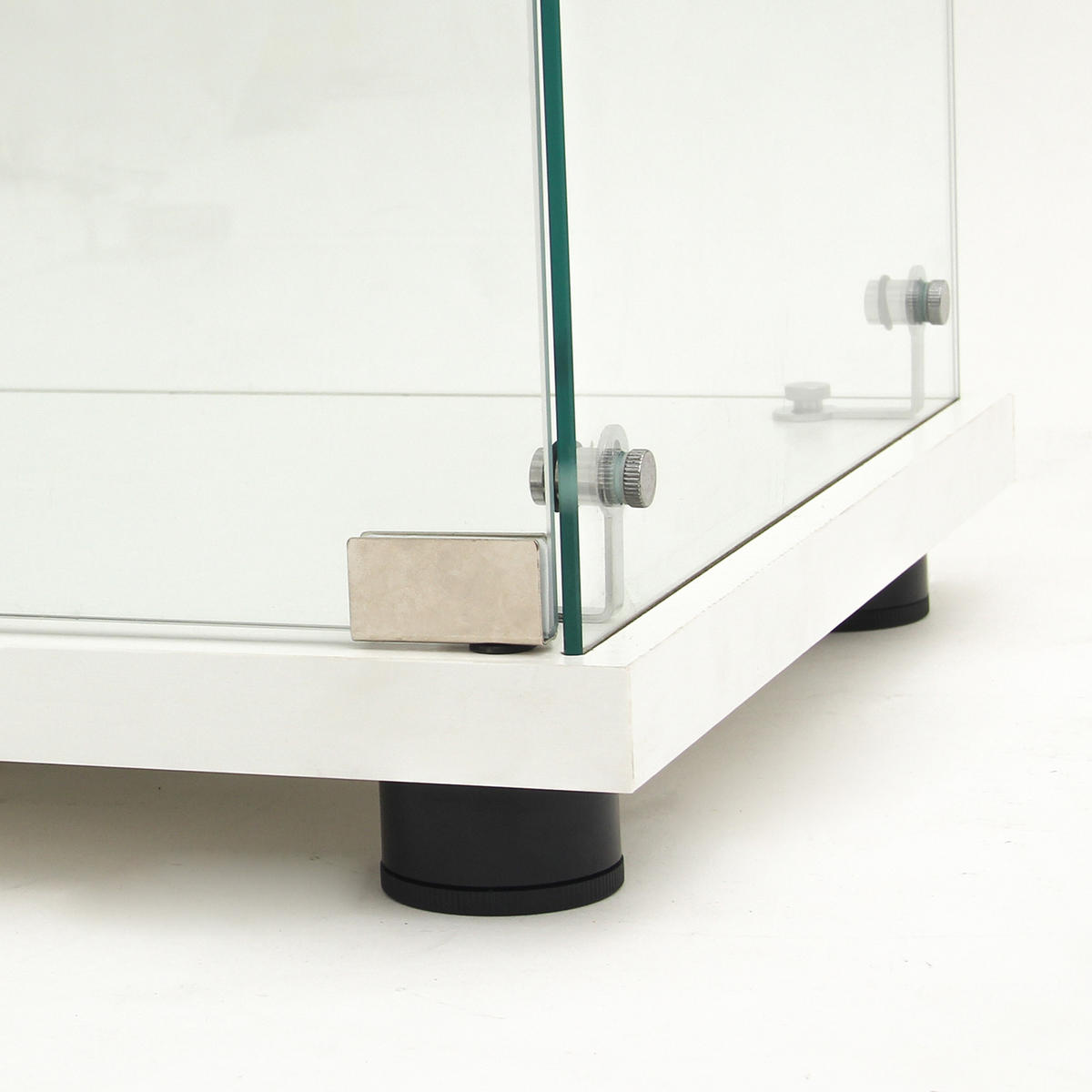 GLASVITRINE, LED-Beleuchtung, 2 Einlegeböden, 1 Tür, ideal zum Sammeln und Dekorieren in Weiß - Weiß, Glas (36.5/86.2/40.35cm) - BRILVERDE