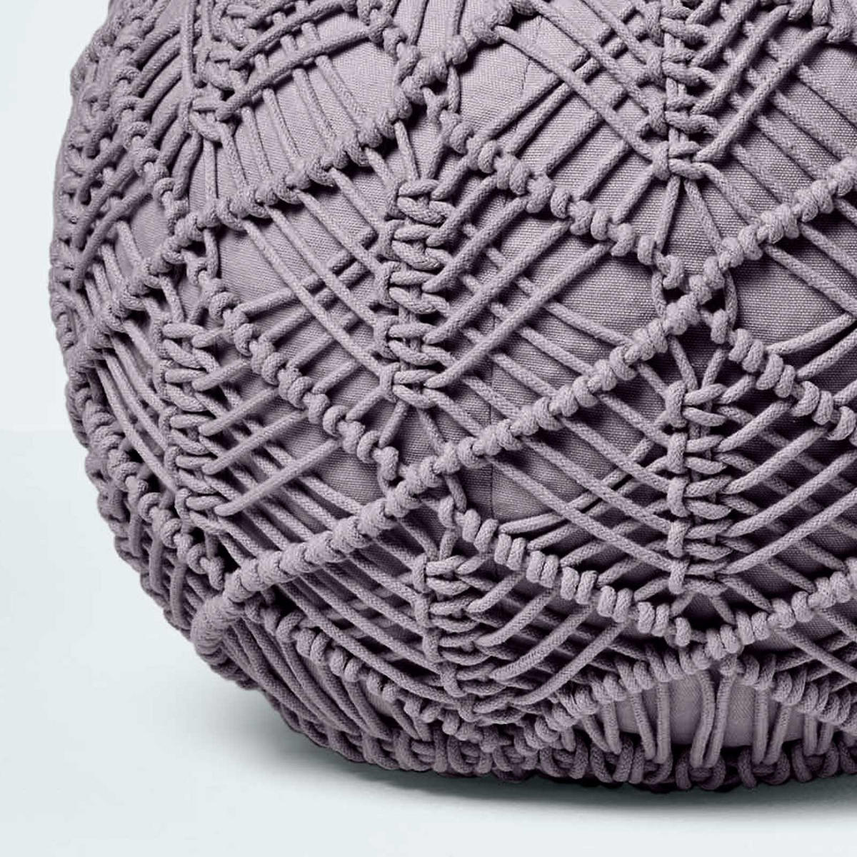 POUF grau im Makramee-Stil, 40/40/35 cm - Grau, Textil (40/35/40cm) - Homescapes