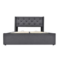POLSTERBETT mit Bettkasten 140x200 cm Baumwolle Grau - Grau, Metall (140/200cm) - Meubliv