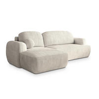 ECKSOFA MODENZA P L-S Creme Kordstoff mit Schlaffunktion - Creme, Holz (266/148cm) - MASSENO