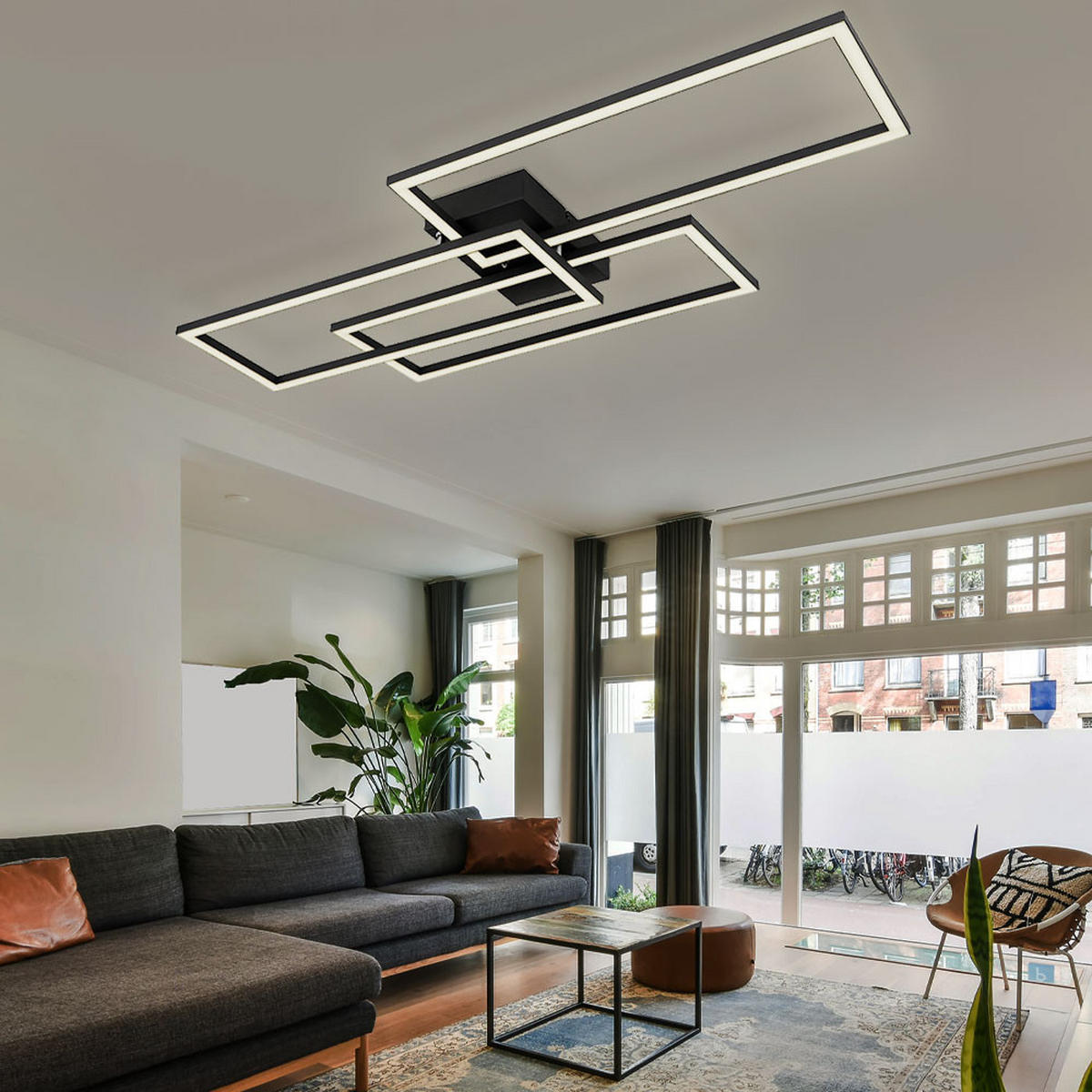 LED DECKENLEUCHTE Tiny Schwarz Metall - Schwarz, Metall (90/40/8cm) - Globo Lighting