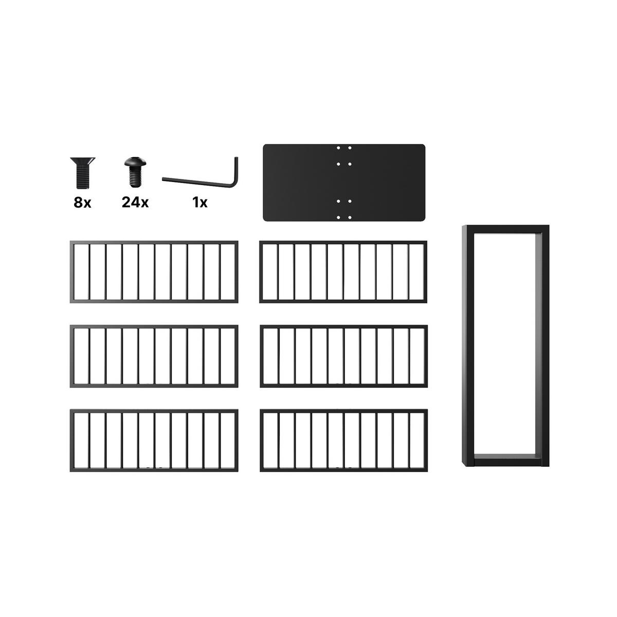 WEINREGAL Corse Metall,Schwarz, Für 60 Weinflaschen 110/80/30cm - Schwarz, Metall (30/110/80cm) - Metalo Pro