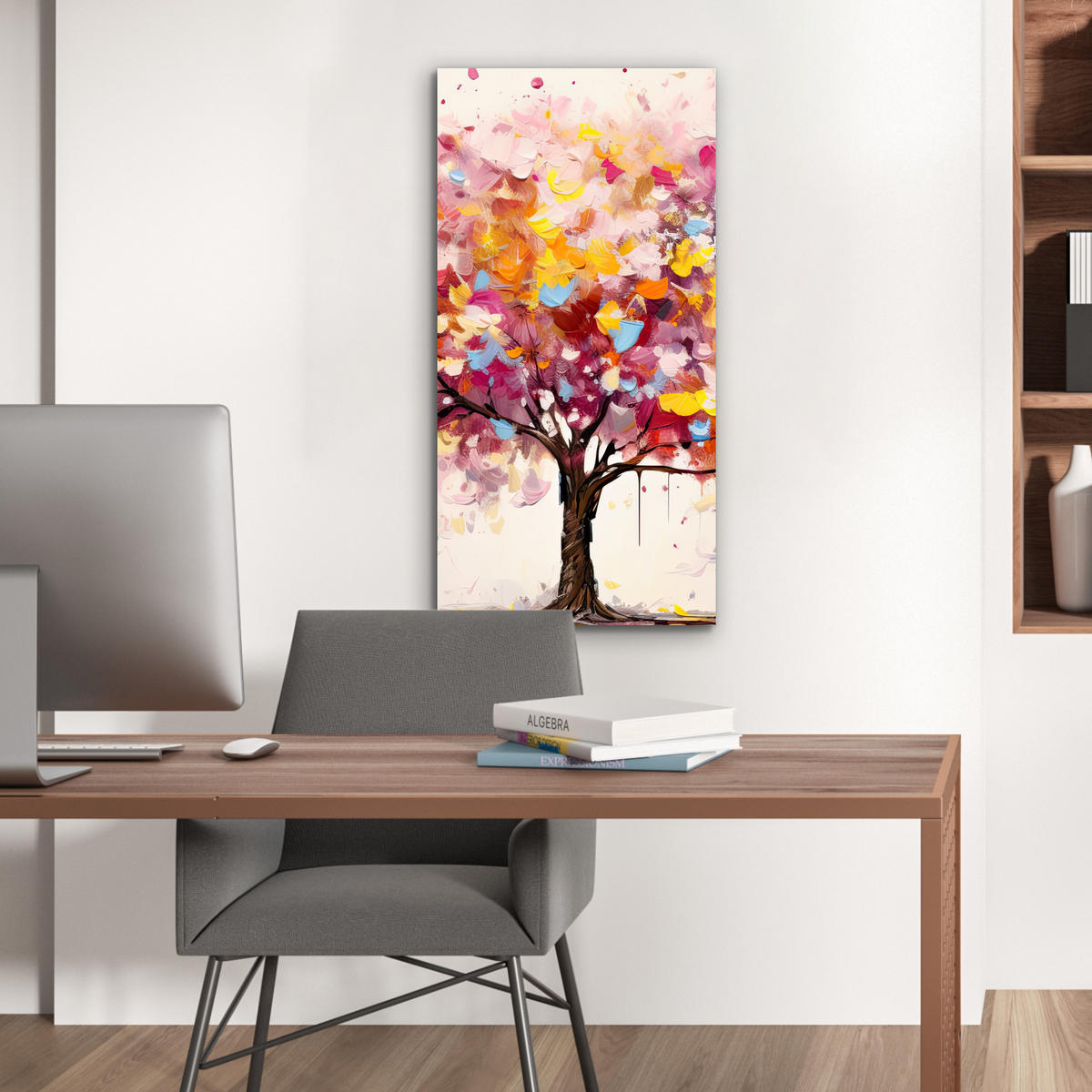 KOVOVÝ OBRAZ Akvarel - Strom - Umenie - Abstraktné 40x80 cm - viacfarebná, kov (40/80cm) - MuchoWow