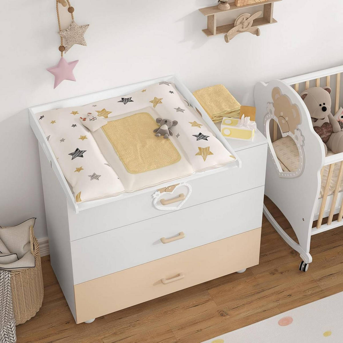 WICKELAUFSATZ für Kommode, 80x10x75 cm, Weiß - Weiß, Holzwerkstoff (80/10/75cm) - Woltu