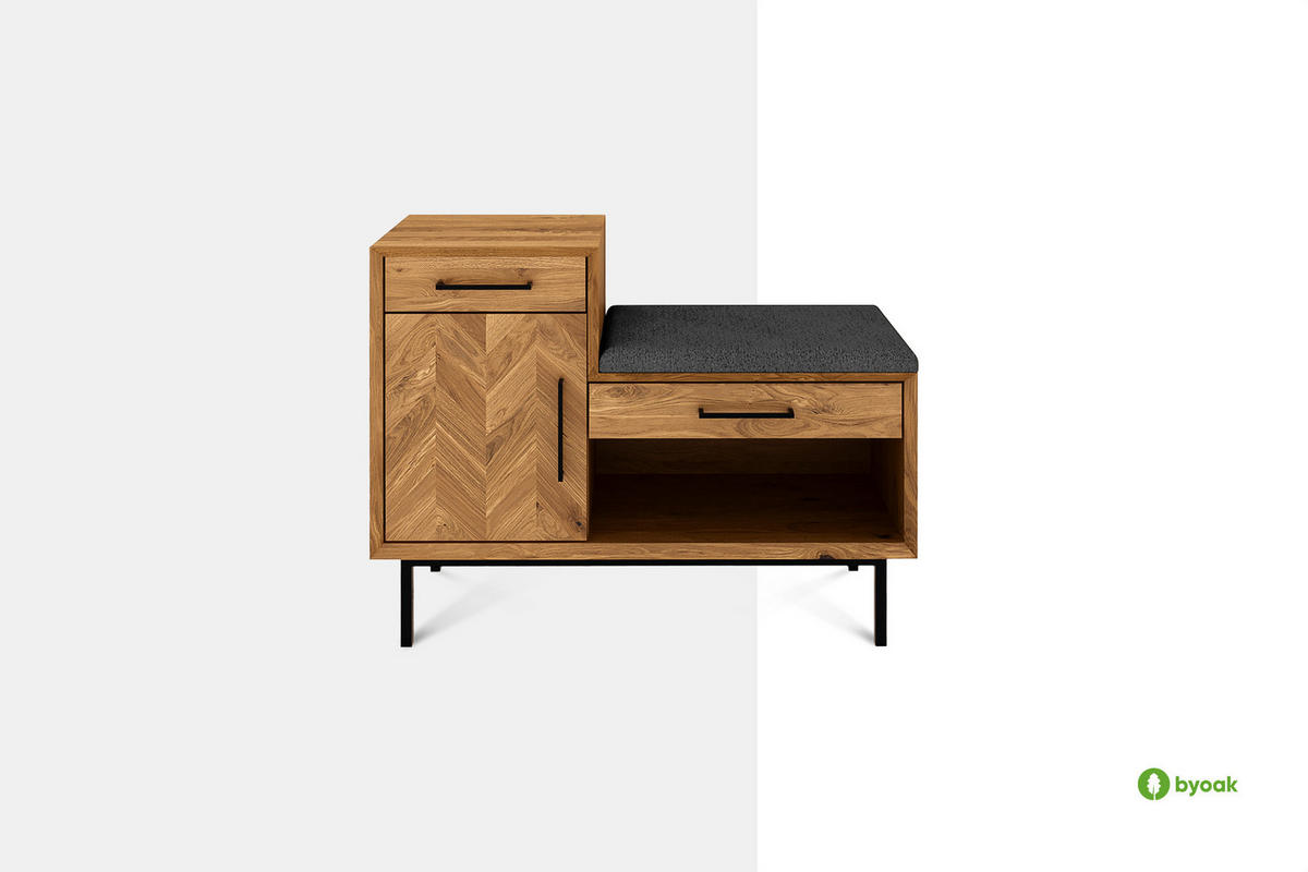 HALLENBANK LEON Kernbuche - Kernbuche, Holz (97/70/36cm) - byoak