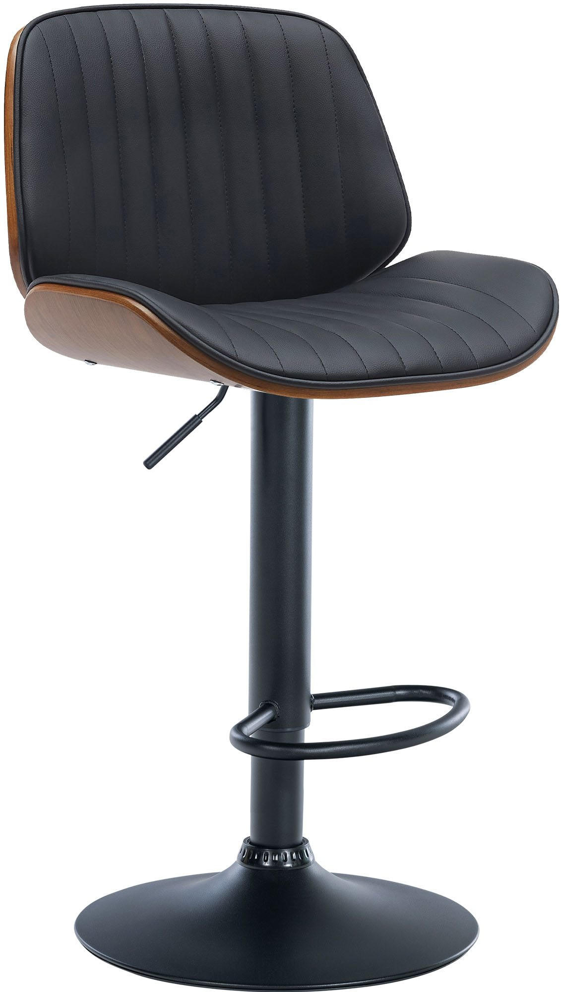 BARHOCKER Lederlook walnuss/schwarz - Schwarz, Textil/Metall (49.5/90/50cm) - CLP
