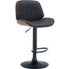 BARHOCKER Lederlook walnuss/schwarz - Schwarz, Textil/Metall (49.5/90/50cm) - CLP