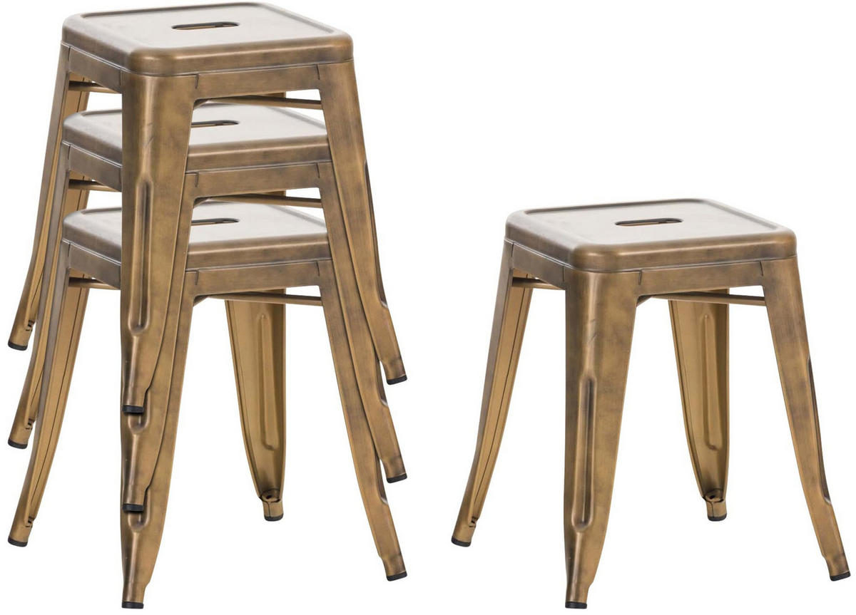 HOCKER Fulda 4er Set 40x40x46cm Metall Gold Küchenhocker - Goldfarben, Metall (40/46/40cm) - DELUKE