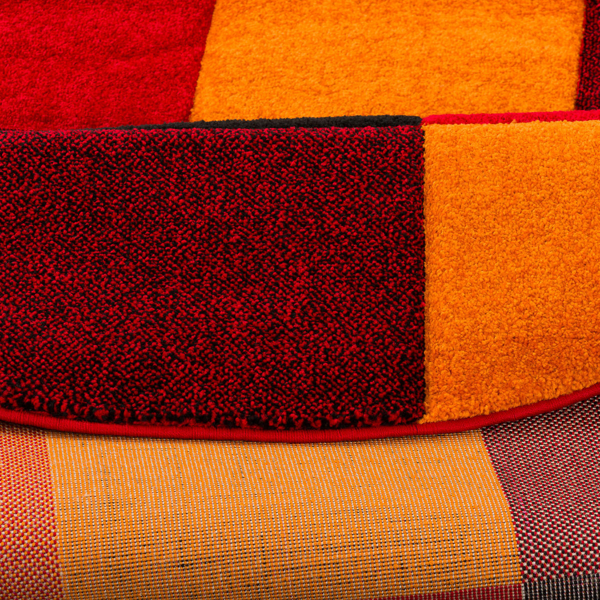 DESIGNER TEPPICH BRILLIANT KARO RUND - Rot/Orange, Textil (200/200cm) - Pergamon