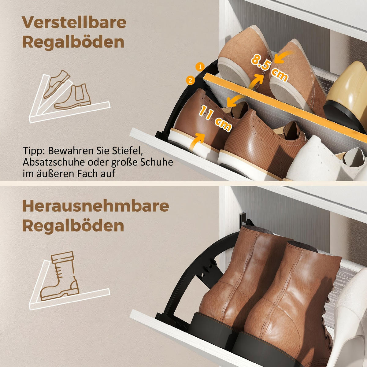 SCHUHSCHRANK Weiß 23.8/99.4/106.6 cm - Weiß, Holzwerkstoff (99.4/106.6/23.8cm)