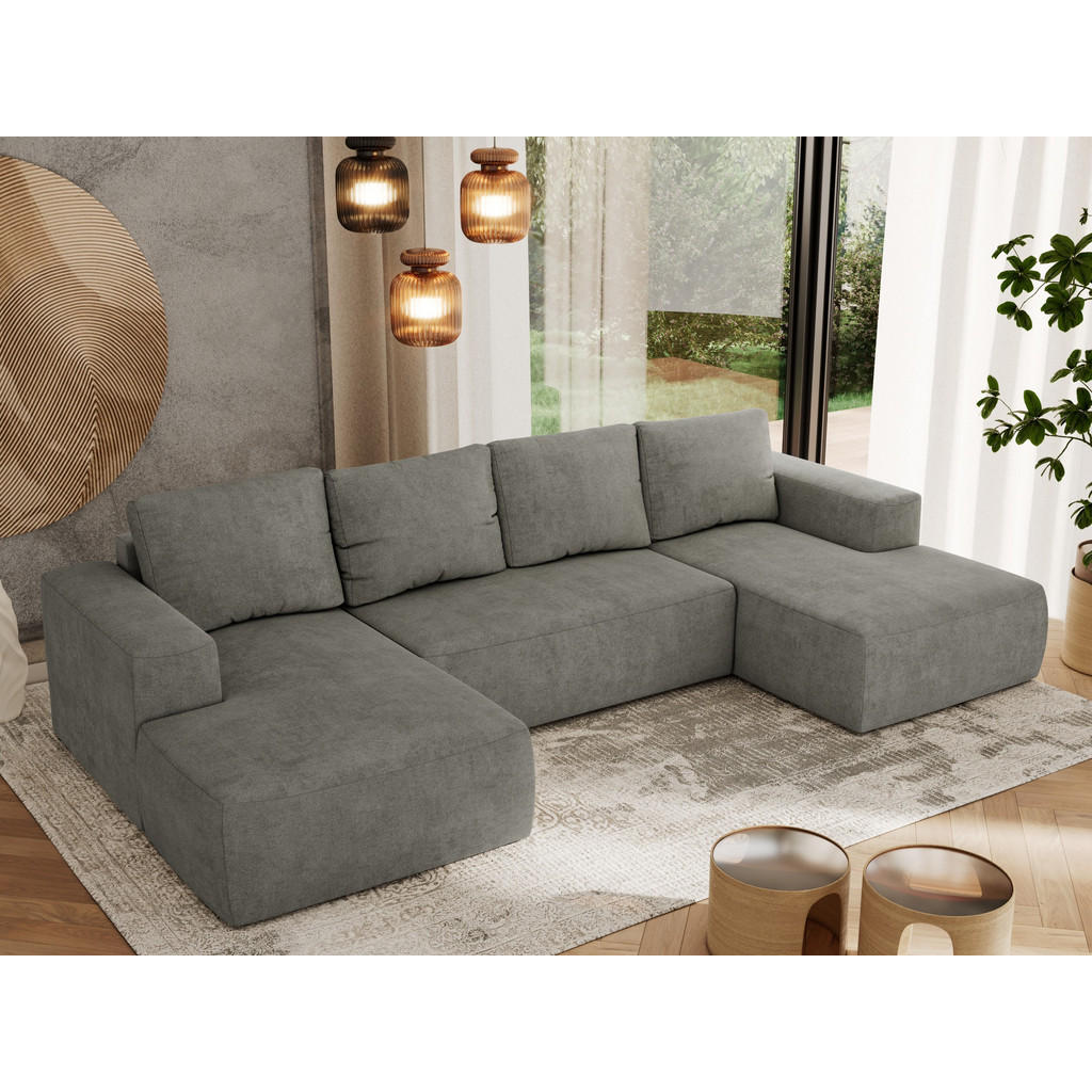Thumbnail - MKS Wohnlandschaft, Grau, Textil, 5-Sitzer, U-Form, 334x91x163 cm, Wohnzimmer, Sofas & Couches, Wohnlandschaften, Wohnla...
