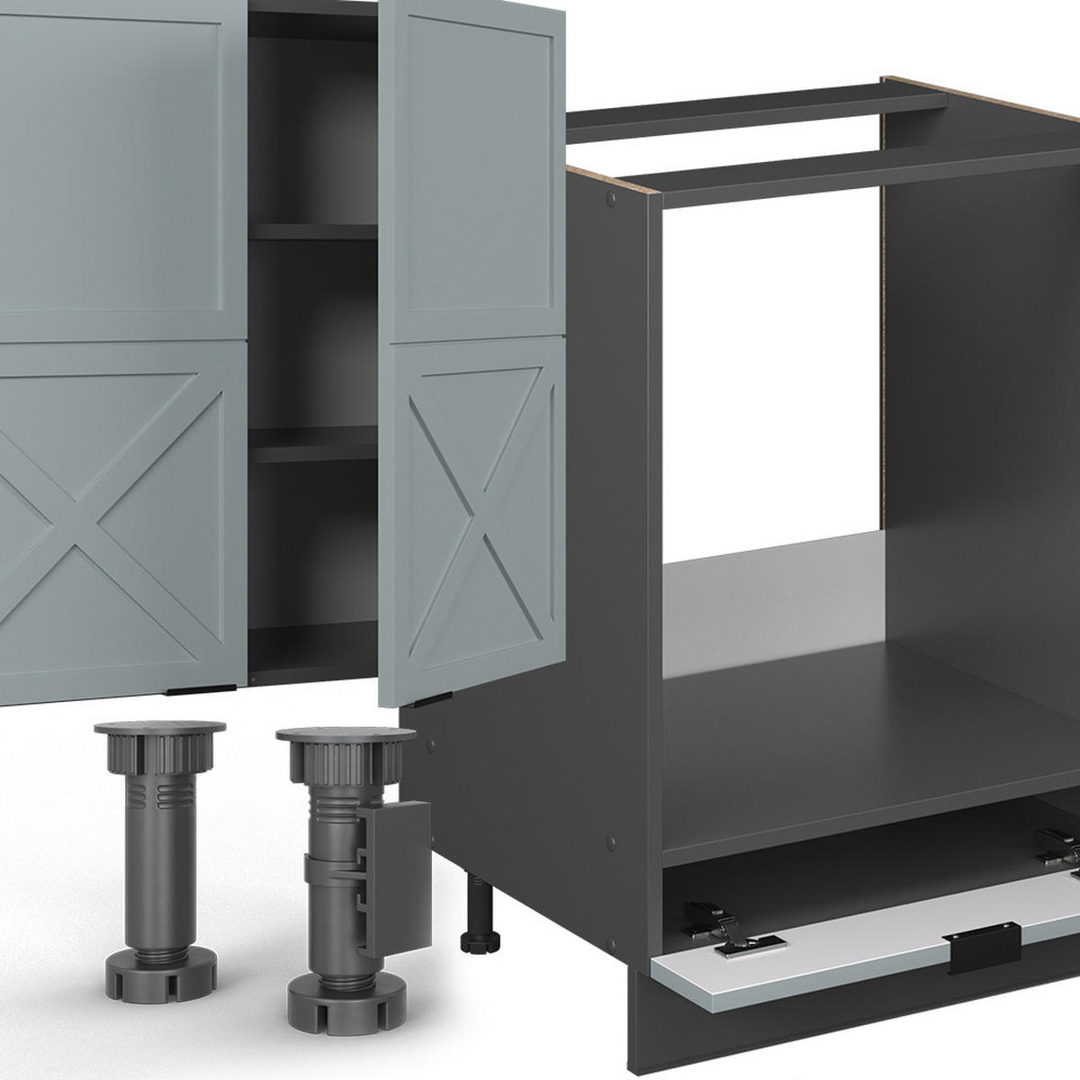 KUCHYŇSKÝ KOUT Fame-Line Světle modrošedá/antracitová - antracitová/světle modrá, kompozitní dřevo (300/81.6/60cm) - Vicco