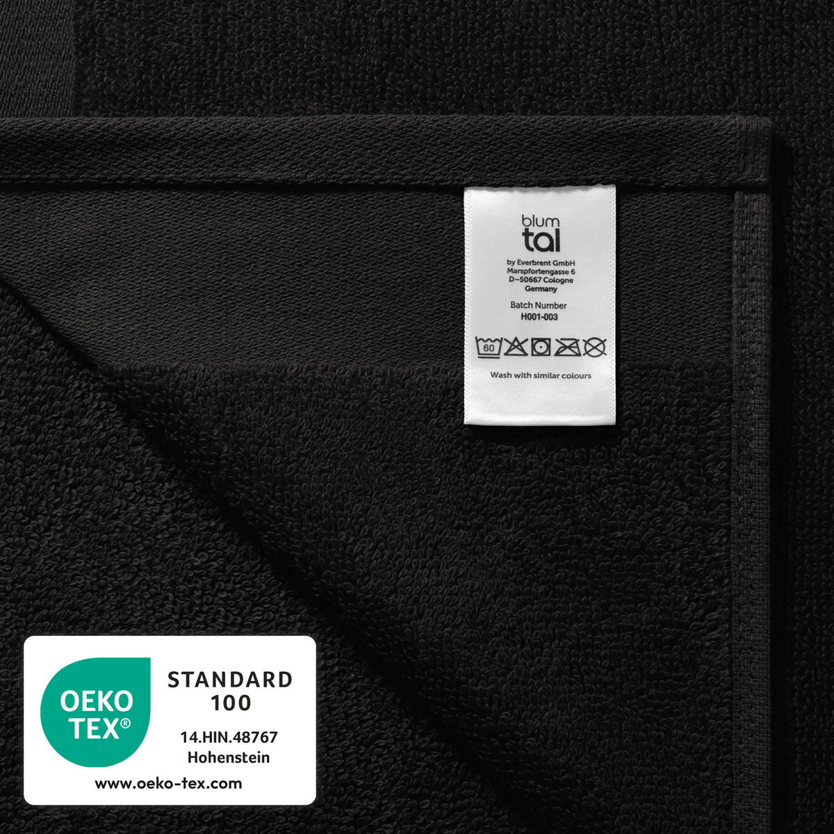 HANDTUCH 8-teilig, 2x Badetuch 70/140 + 4x Handtuch 50/100 + 2x Gästetuch 30/30 + 2x Waschlappen 15/20 cm, Schwarz - Schwarz, Textil (70/140cm) - Blumtal