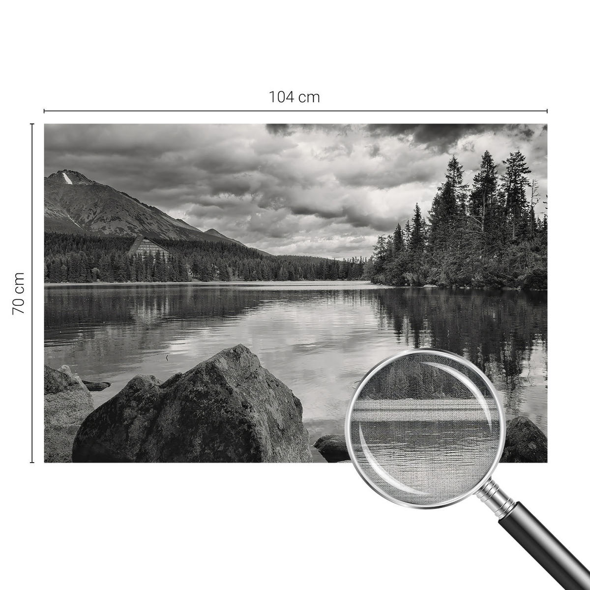 FOTOTAPETE 104x70 cm - Bergpanorama - Schwarz, Textil (104/70cm) - Wallfluent