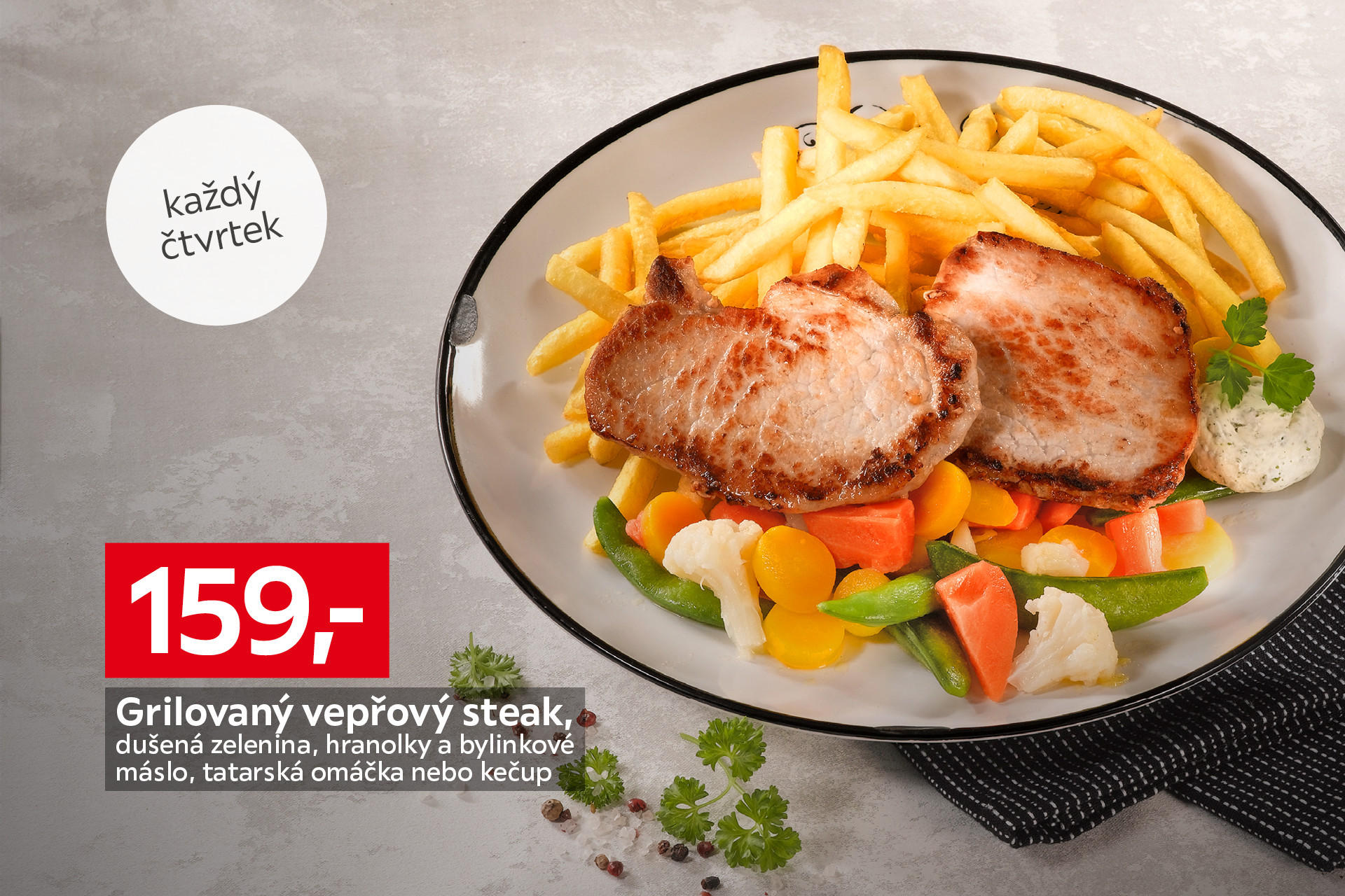 Aktuální nabídka XXXLutz - grilovaný vepřový steak