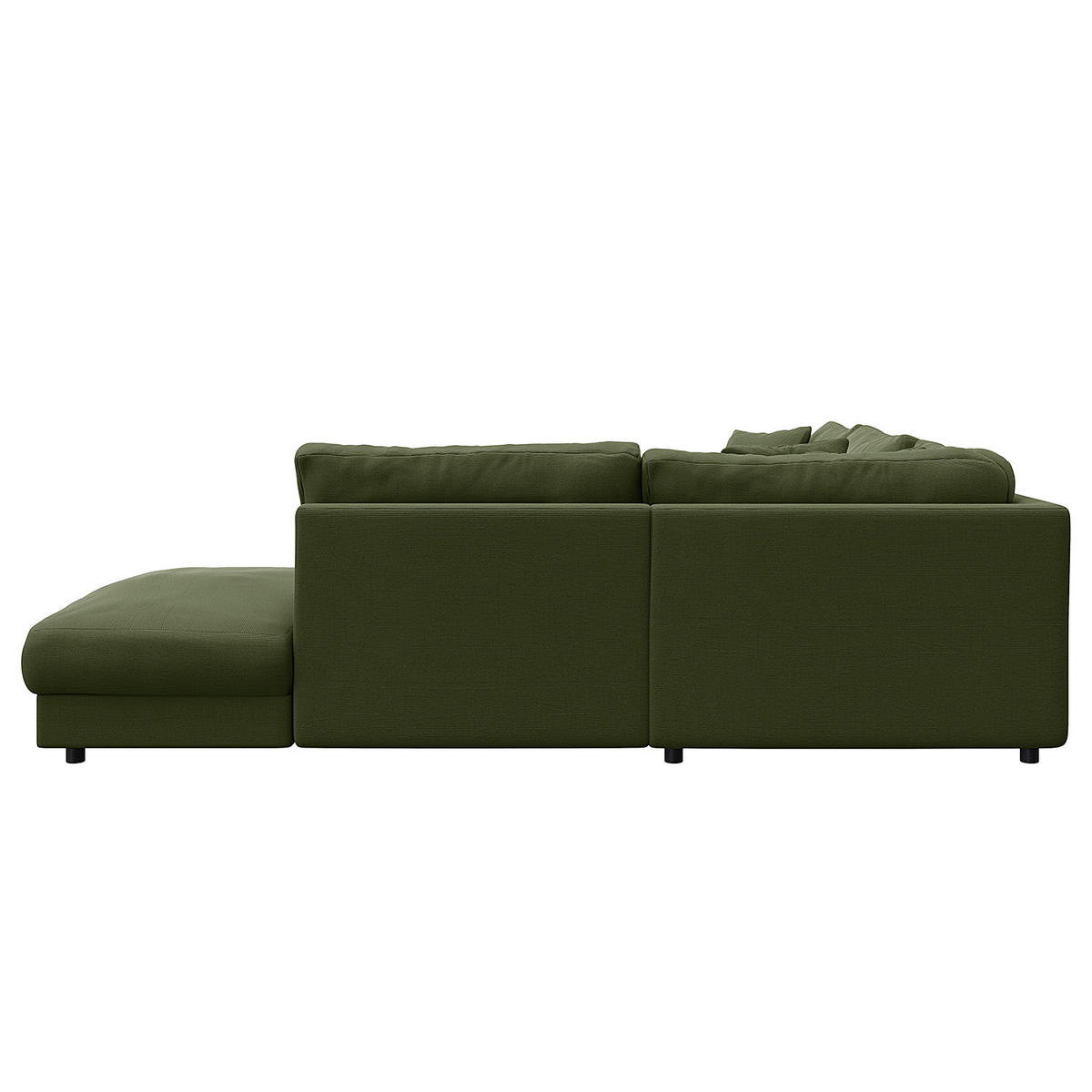 ECKSOFA mit Ottomane - Schwarz/Grün, Holz/Kunststoff (267/254cm) - home24