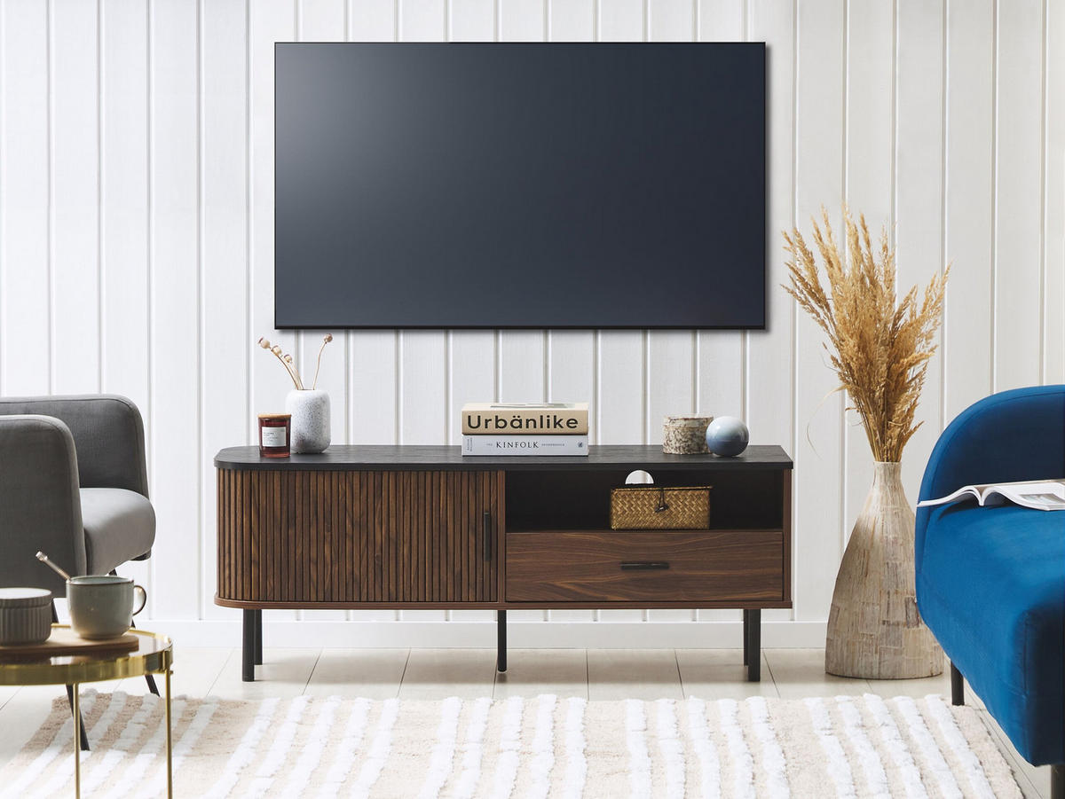 TV-MÖBEL Dunkelbraun, Schwarz Jose 40/120/46 cm - Dunkelbraun, Holzwerkstoff (120/46/40cm) - Beliani
