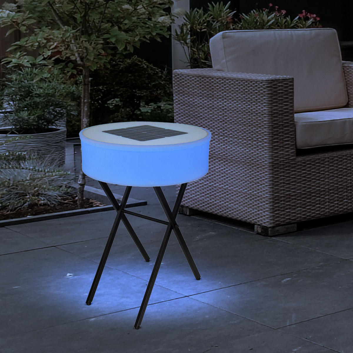 LED AUSSENLEUCHTE Solar Weiß Opal - Weiß, Metall (53/53/75cm) - Globo Lighting