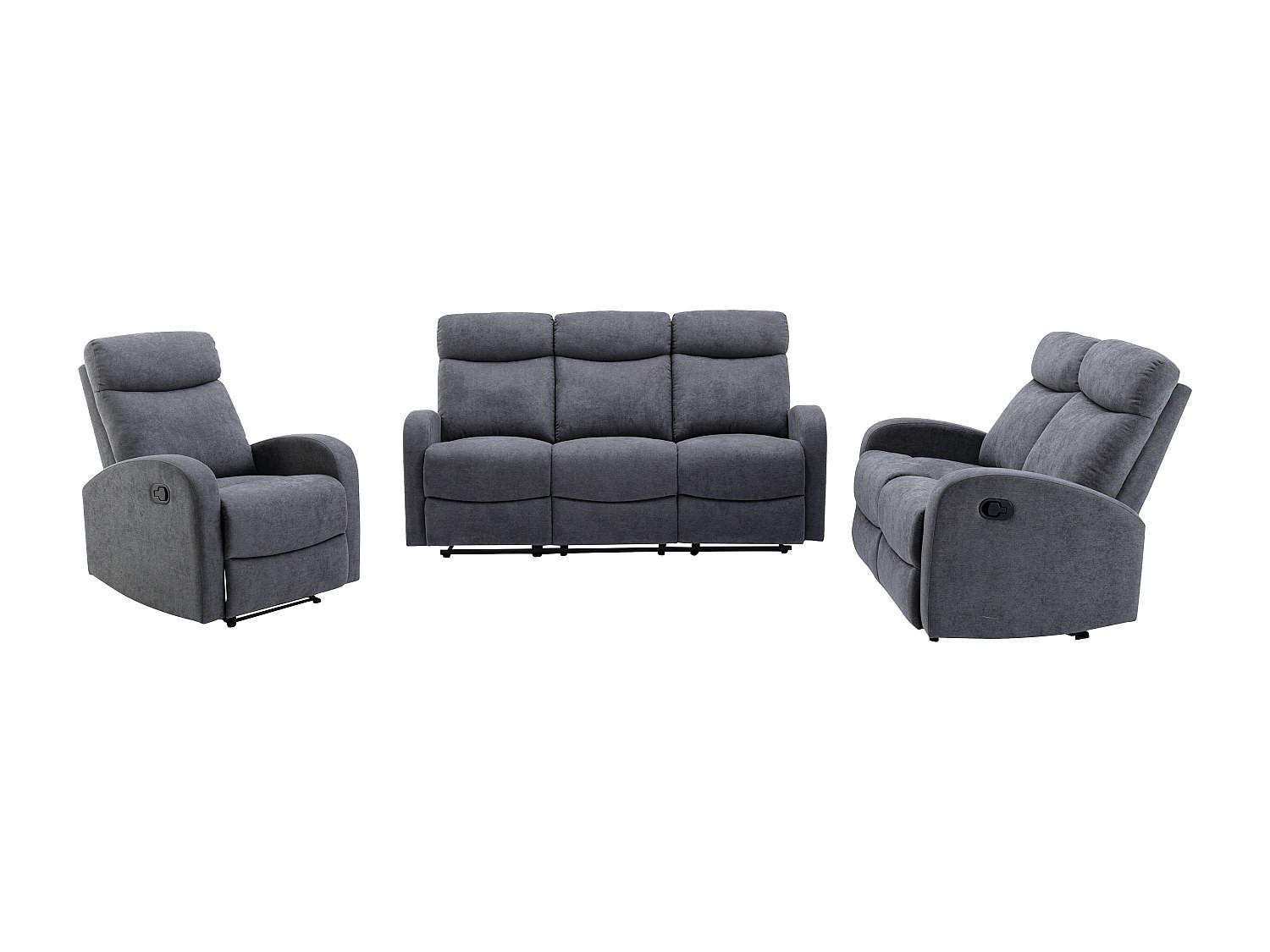 COUCHGARNITUR mit Sessel - 6 Personen - stoff - grau Evelyn - Grau, Textil (75/100/95cm) - Vente-Unique