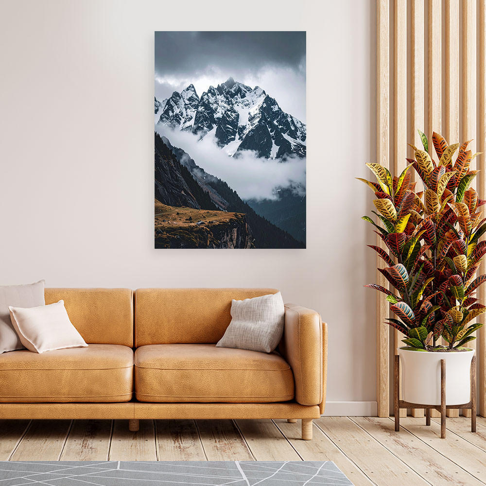 LEINWANDBILD Berge Winter Landschaft Natur 60x90cm - Blau, Textil (60/90cm) - Feeby