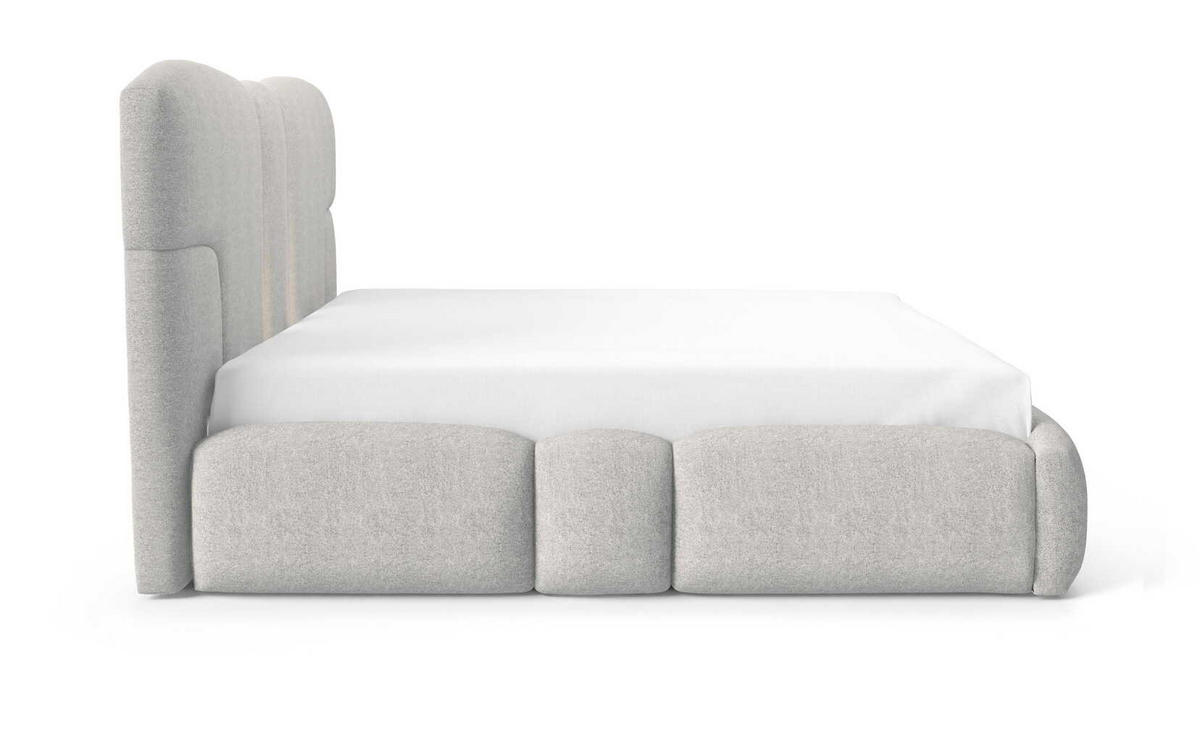 POLSTERBETT 180x200 Safron mit LED, Metall-Lattenrost, Hellgrau - Hellgrau, Holz/Textil (180/200cm) - Emporius