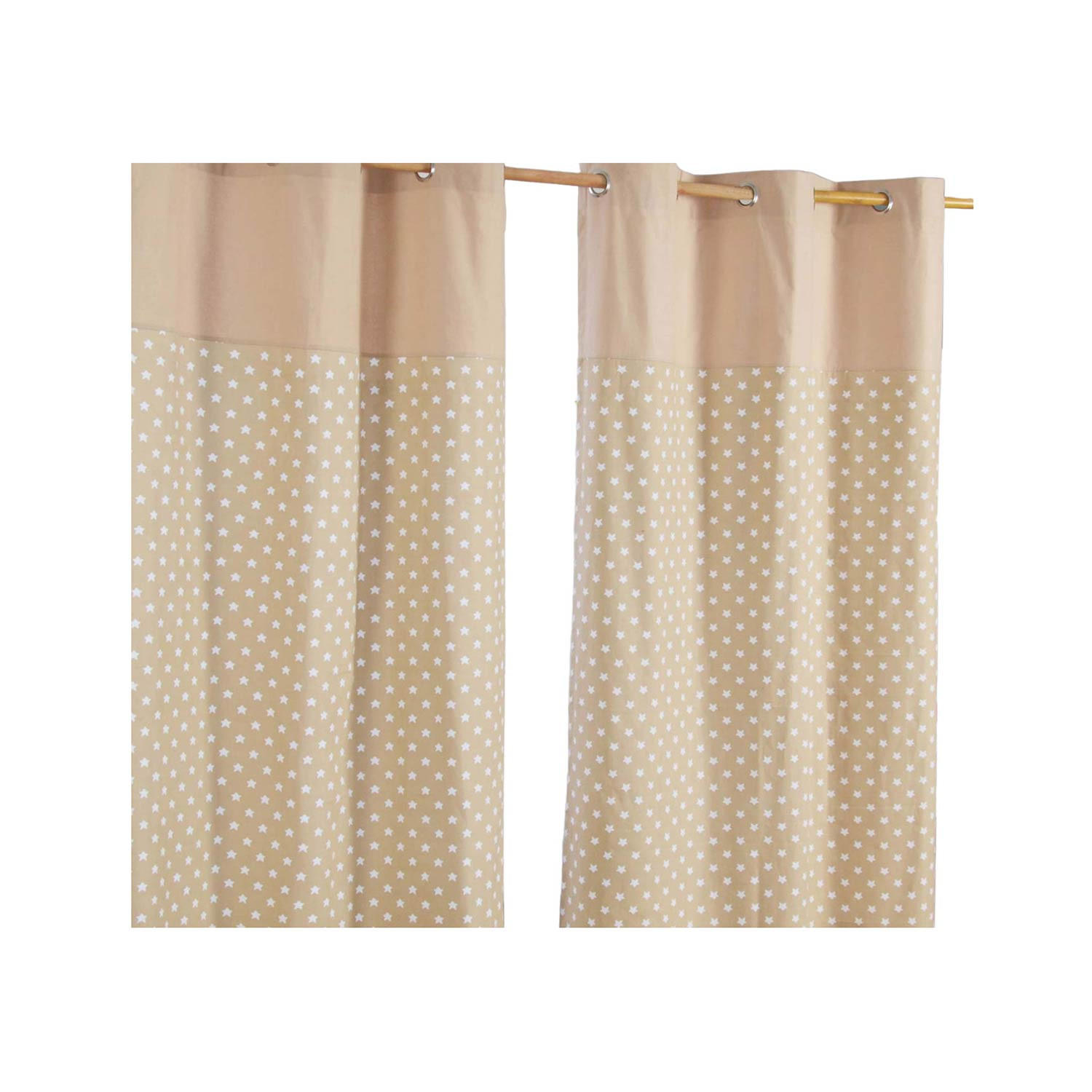 ÖSENVORHANG Sterne blickdicht 2er-Set, 137/228 cm - Beige, Textil (137/228cm) - Homescapes