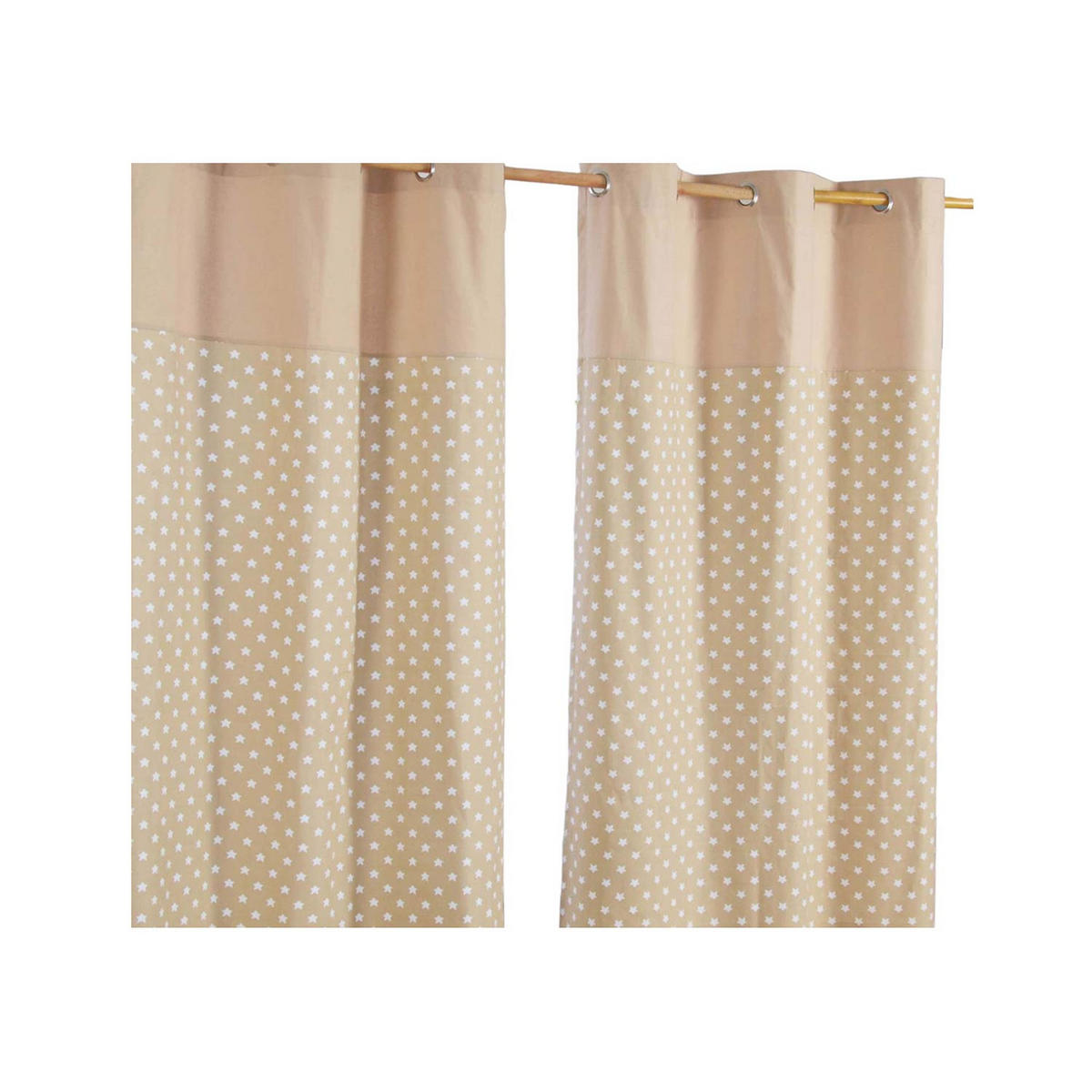 ÖSENVORHANG Sterne blickdicht 2er-Set, 137/182 cm - Beige, Textil (137/182cm) - Homescapes