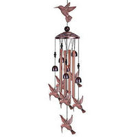 WINDSPIEL Vogel-Design Kupfer-Optik mit 4 Rohren - Bronzefarben, Metall (88.9/11.2/11.2cm)