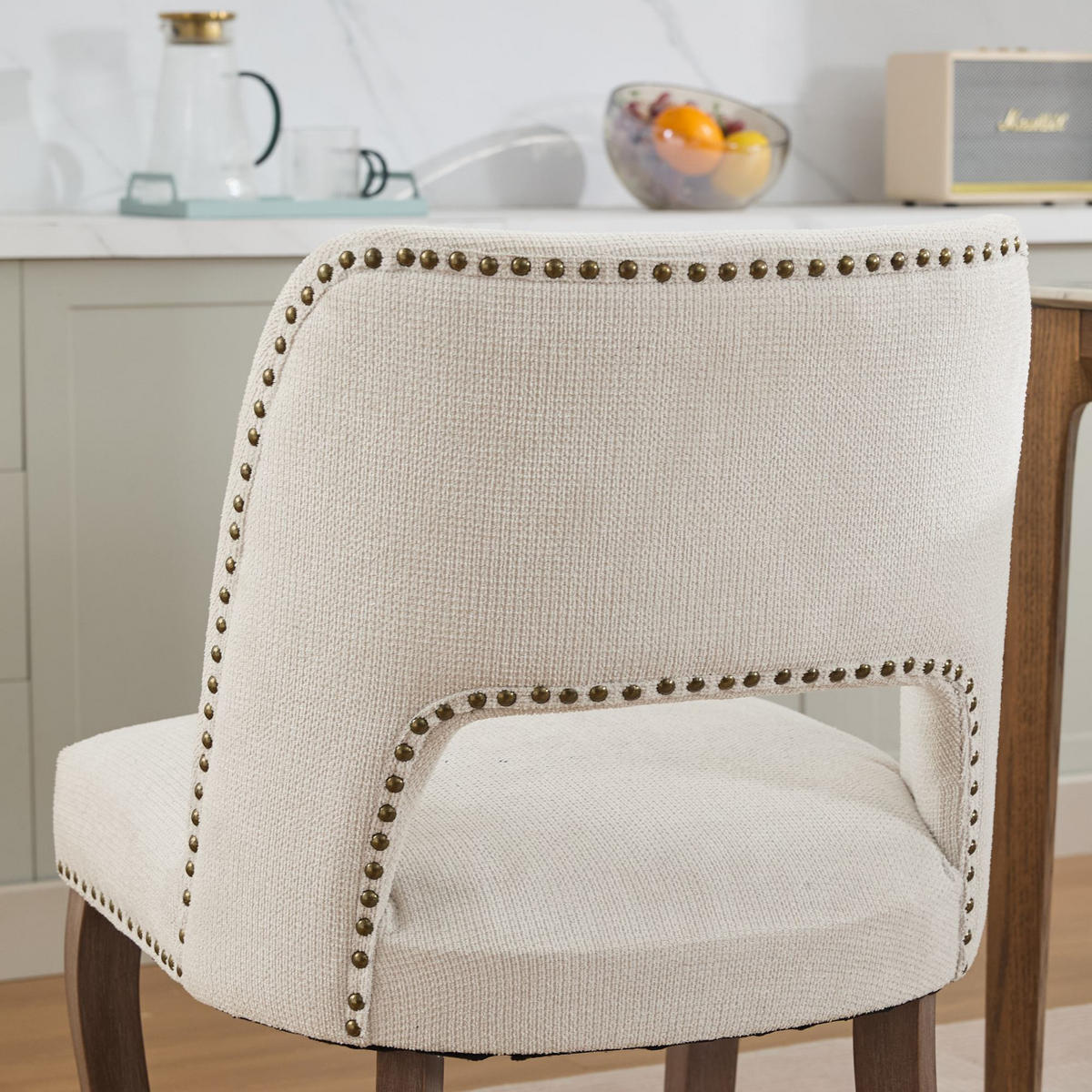 ESSZIMMERSTUHL 2er-Set mit Stoffbezug und Holzbeinen, Beige - Beige, Textil (58/82.5/51cm)
