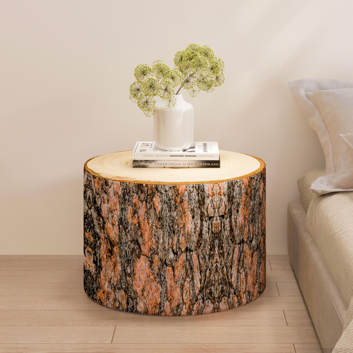 POUF Baummuster 1 Stück Braun - Braun, Textil (48/40.6/60.9cm) - Vercart