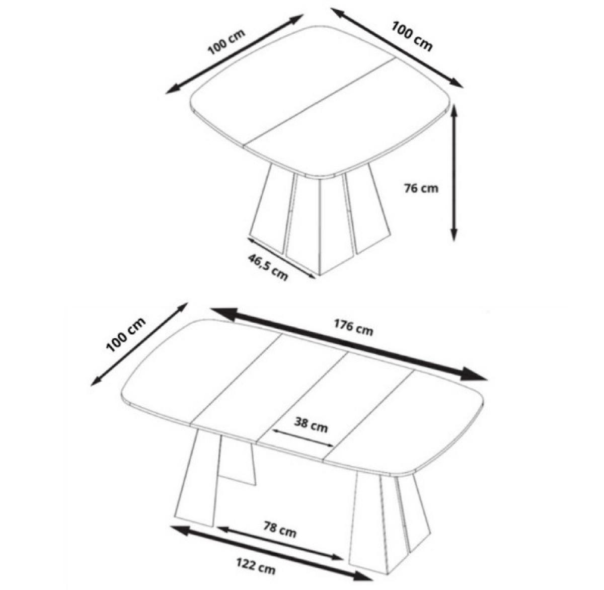 TISCH Schwarz Figo Ausziehbar - Schwarz, Holzwerkstoff (100/100/76cm) - Sepro Meble