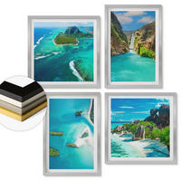 WANDBILDER 4er Set - 50x50 cm & 40x60 cm Silberner Rahmen - Tropische türkisfarbene Inseln - Silberfarben, Kunststoff (50/50cm) - ArtPrintCave