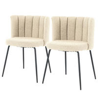 POLSTERSTUHL - Bouclé / Eisen, 2er-Set - Creme/Schwarz, Textil (55/78/59cm) - home24