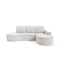 ECKSOFA Flow Weiß, mit Schlaffunktion und Kissen in Curio Stoff, rechte seite - Weiß, Holzwerkstoff/Textil (277/157cm) - Bettso