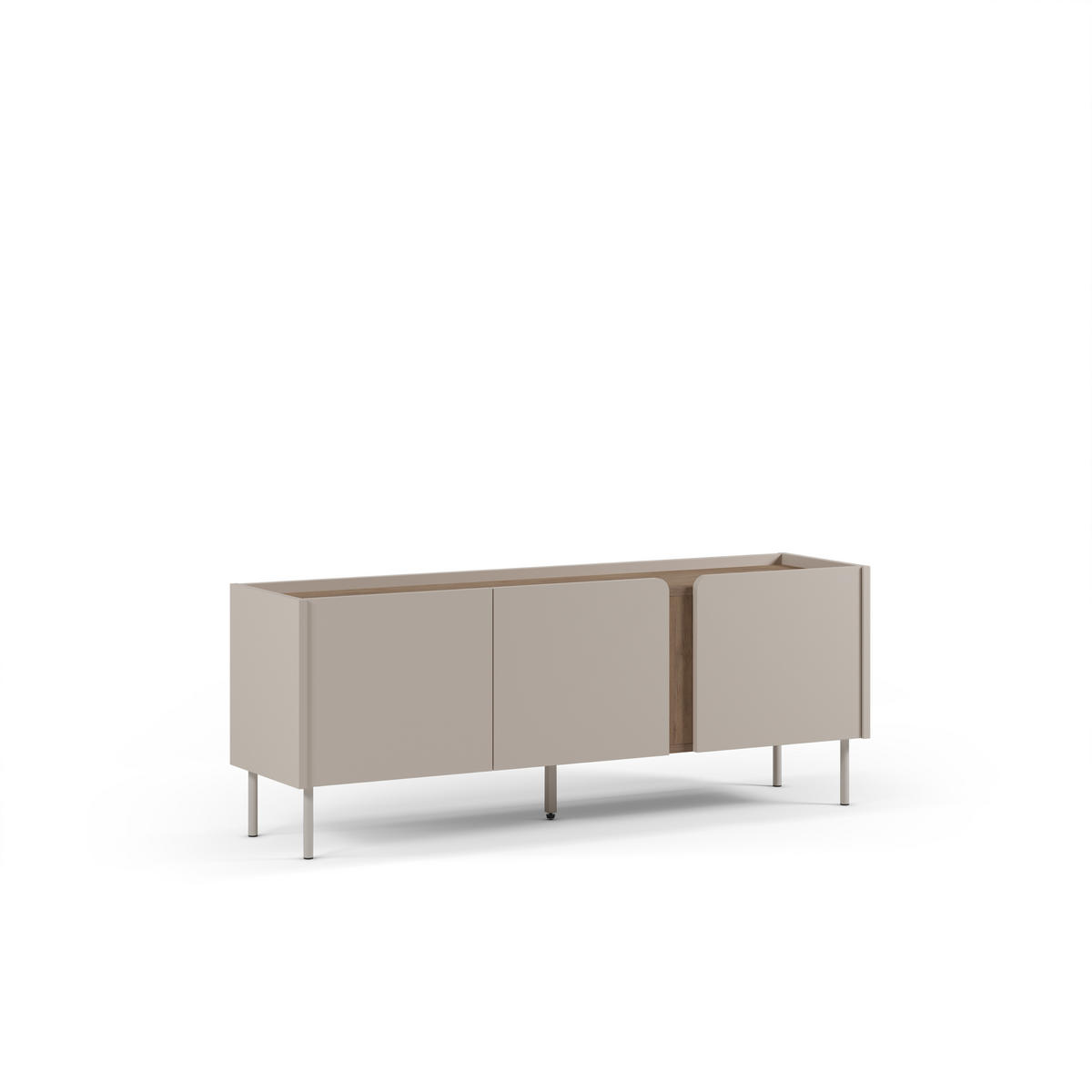 TV-MÖBEL mit 3 Türen aus Holz und Metall L140cm - BOXY - Beige - Beige, Holz (140/53/35cm) - Drawer
