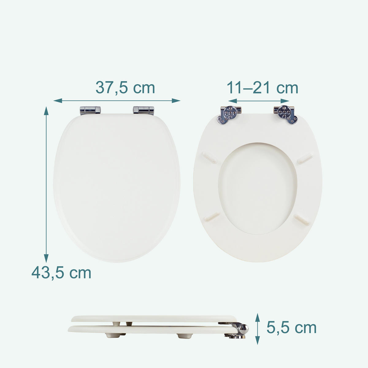 TOILETTENDECKEL - Weiß, Holzwerkstoff/Kunststoff (37.5/5.5/43.5cm) - Relaxdays