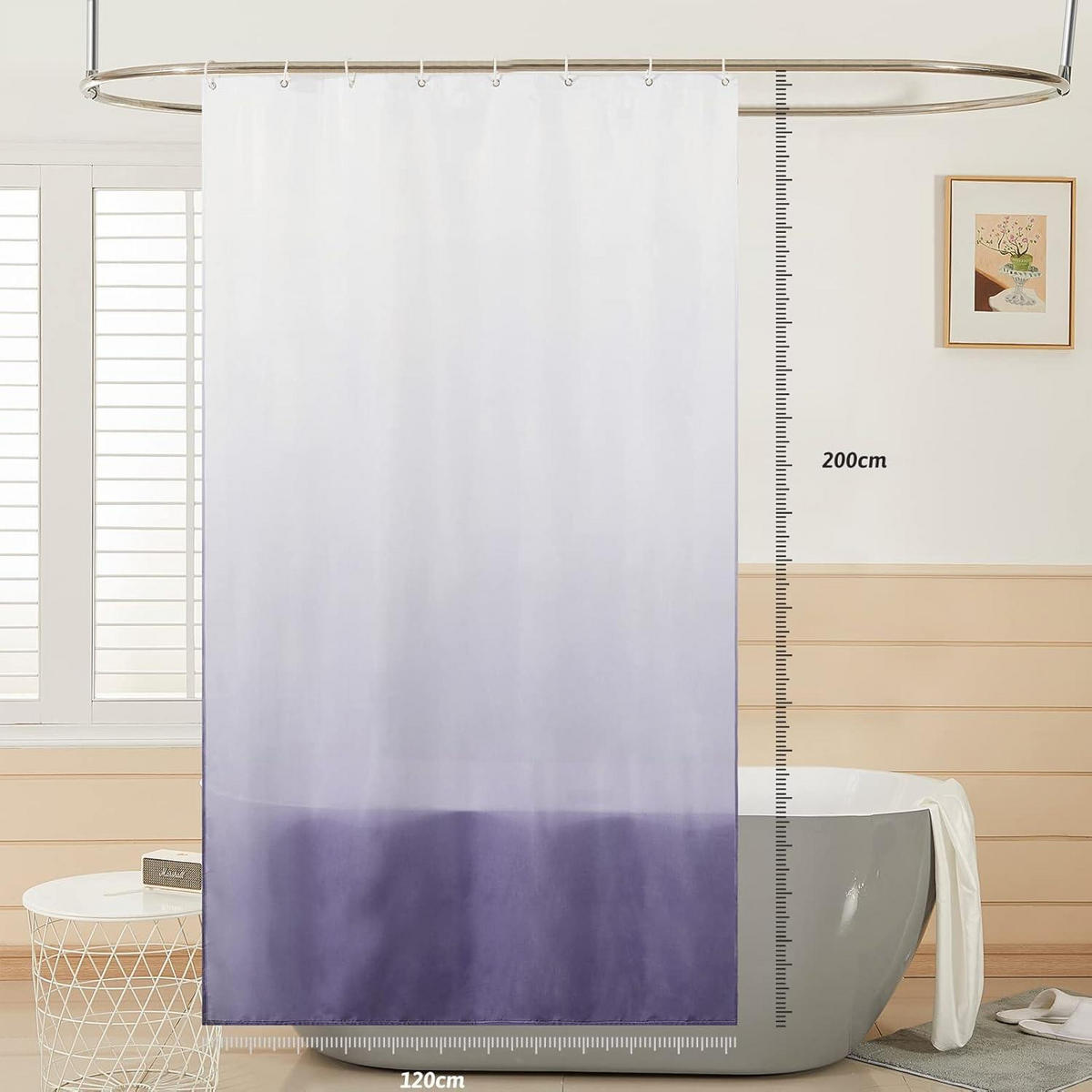 DUSCHVORHANG Textil Violett 120 x 200 cm - Multicolor, Textil (120/200cm)