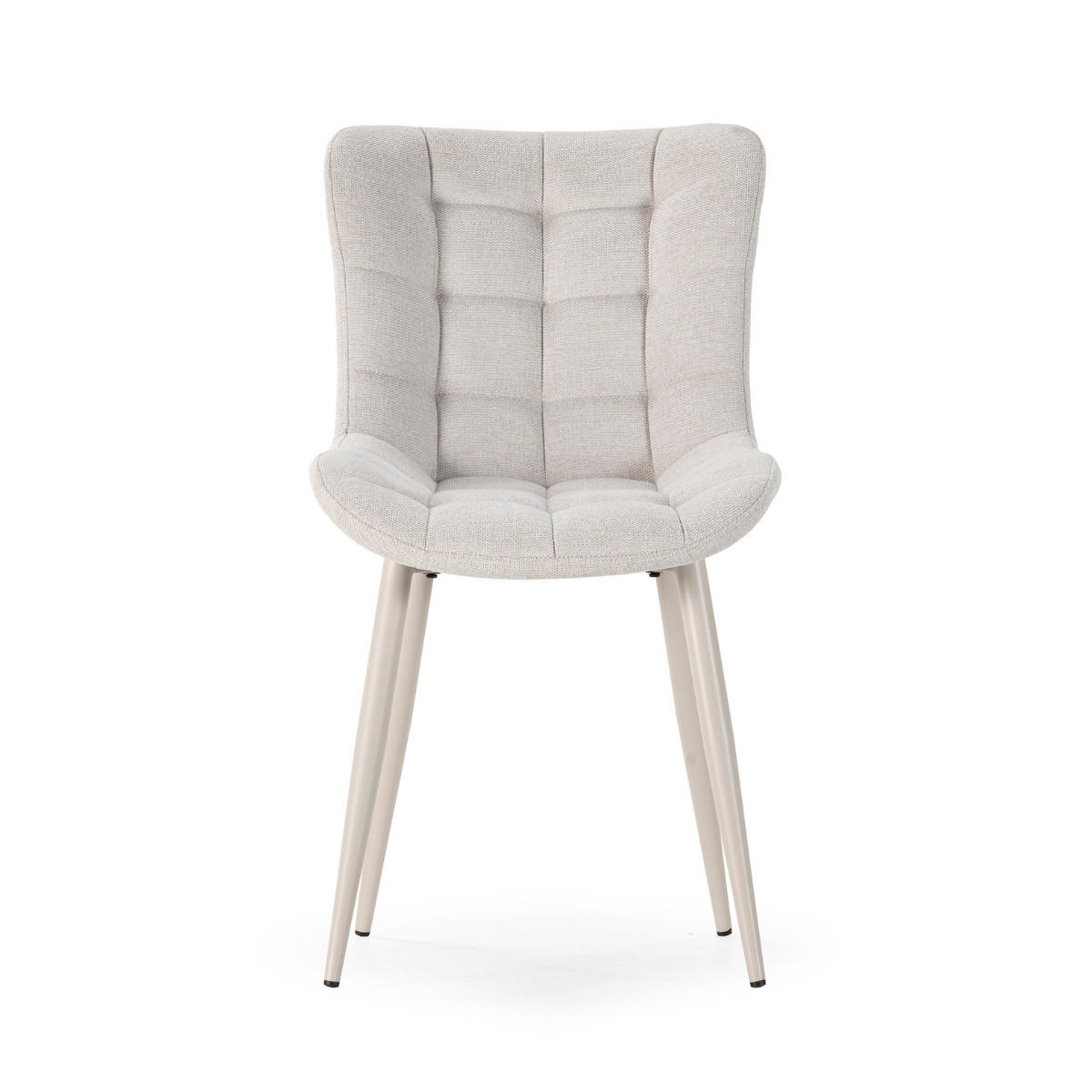 STÜHLE 4er-Set aus gesteppstem Stoff mit Metallfüßen 62/49,5/48 cm - Beige, Textil (62/49.5/77.5cm) - Calicosy