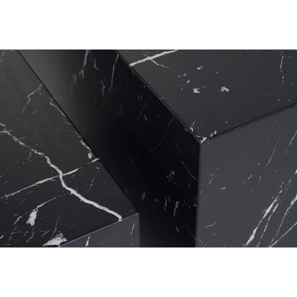 BEISTELLTISCHE Marmor-Effekt Schwarz 2er-Set CALLA - Schwarz, Holz (58/58/40cm) - Miliboo