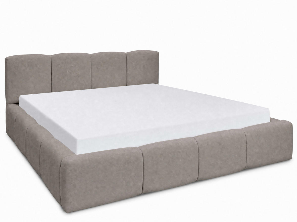 POLSTERBETT Amore Taupe 180/200 cm Samt mit Bettkasten - Taupe, Textil/Metall (180/200cm) - wonello