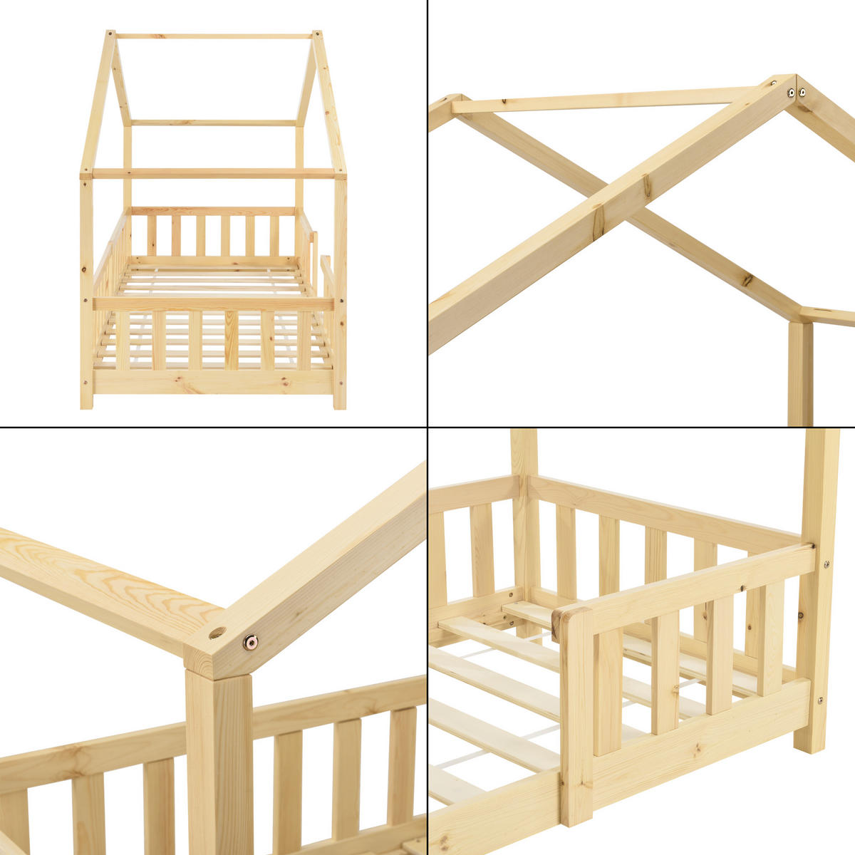 HAUSBETT Treviolo - Naturfarben, Holz (90/200cm) - [en.casa]