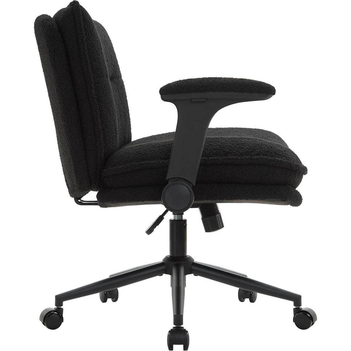 BÜROSTUHL mit Armlehne & Rollen Schwarz - Schwarz, Textil (64/88/49.5cm)